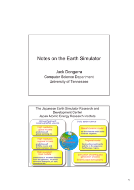 Notes on the Earth Simulator