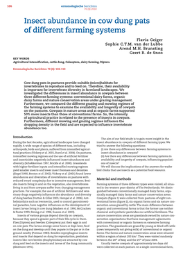 Insect Abundance in Cow Dung Pats of Different Farming Systems