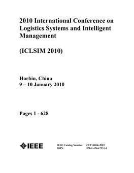 2010 International Conference on Logistics Systems and Intelligent Management