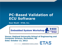 PC-Based Validation of ECU Software