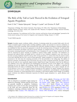 Integrative and Comparative Biology Integrative and Comparative Biology, Pp