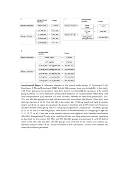 Supplemental Figure 1. Schematic Diagram of the Animal Study Design of Experiment I (A), Experiment II (B), and Experiment III (C)