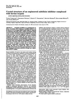 Crystal Structure of an Engineered Subtilisin Inhibitor Complexed With