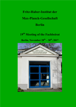 Fritz-Haber-Institut Der Max-Planck-Gesellschaft Berlin