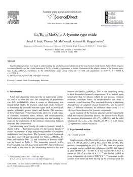 Li3ti0.75(Moo4)3: a Lyonsite-Type Oxide