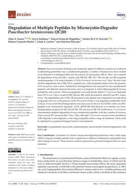 Degradation of Multiple Peptides by Microcystin-Degrader Paucibacter Toxinivorans (2C20)