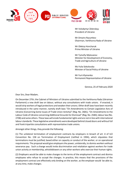 Mr Volodymyr Zelenskyy President of Ukraine Mr Dmytro Razumkov Chairman, Verkhovna Rada of Ukraine Mr Oleksiy Honcharuk Prime Mi