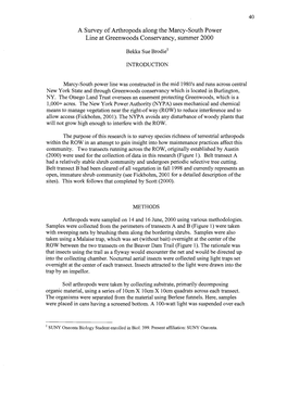 A Survey of Arthropods Along the Marcy-South Power Line at Greenwoods Conservancy, Summer 2000