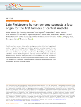 Late Pleistocene Human Genome Suggests a Local Origin for the First