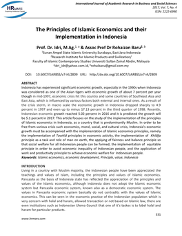 The Principles of Islamic Economics and Their Implementation in Indonesia