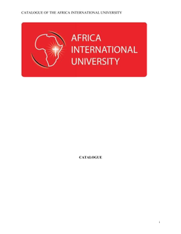 Catalogue of the Africa International University (Aiu) 2016 - 2017