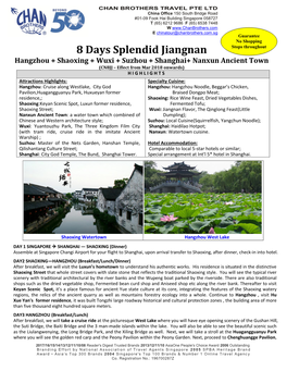 8 Days Splendid Jiangnan