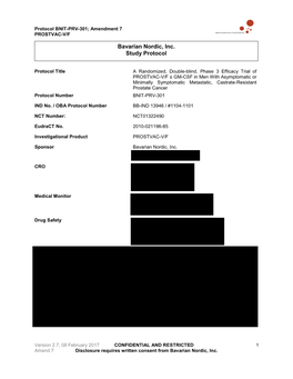 Bavarian Nordic, Inc. Study Protocol