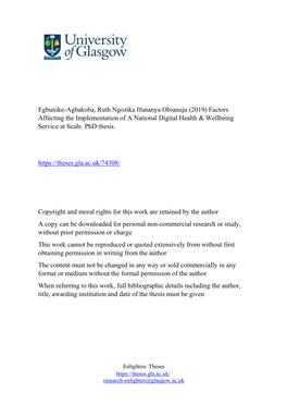 Egbunike-Agbakoba, Ruth Ngozika Ifunanya Obianuju (2019) Factors Affecting the Implementation of a National Digital Health &