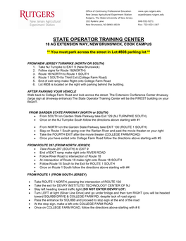 Directions to State Operator Training Center