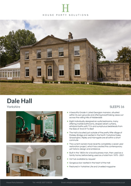 Dale Hall Yorkshire SLEEPS 16