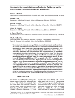 Evidence for the Presence of a Hantavirus and an Arenavirus