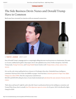 The Side Business Devin Nunes and Donald Trump Have in Common Both Men Have Invested in Wineries with an Unusual Connection