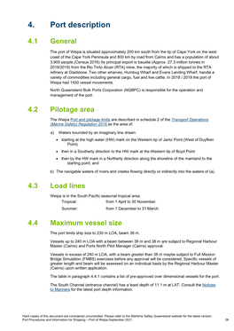 Port Procedures and Information for Shipping – Port of Weipa September 2021