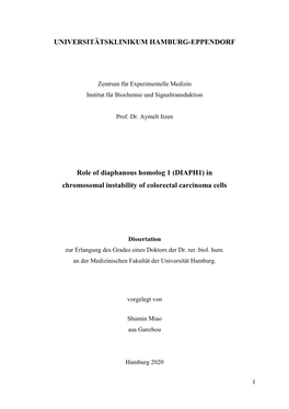 DIAPH1) in Chromosomal Instability of Colorectal Carcinoma Cells