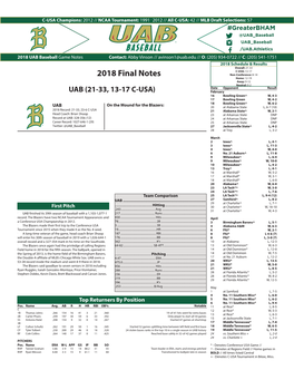 2018 Final Notes