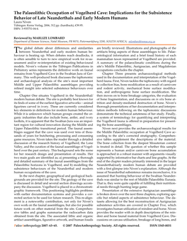 The Palaeolithic Occupation of Vogelherd Cave: Implications for the Subsistence Behavior of Late Neanderthals and Early Modern H