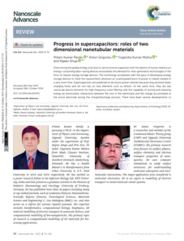 Progress in Supercapacitors: Roles of Two Dimensional Nanotubular