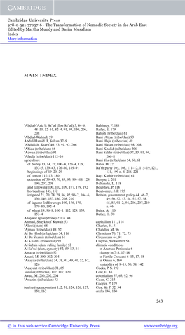 He Transformation of Nomadic Society in the Arab East Edited by Martha Mundy and Basim Musallam Index More Information