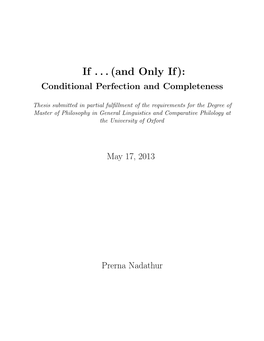 (And Only If): Conditional Perfection and Completeness