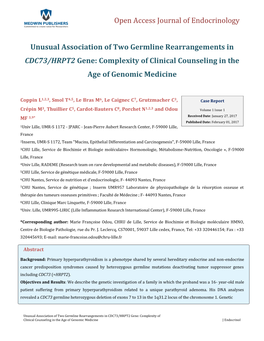 Unusual Association of Two Germline Rearrangements in CDC73/HRPT2 Gene: Complexity of Clinical Counseling in the Age of Genomic Medicine