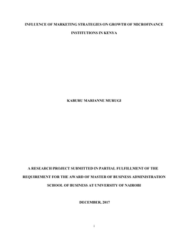 Influence of Marketing Strategies on Growth of Microfinance Institutions