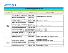 Entrance Examinations 2019-20 Law