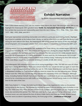 Exhibit Narrative by Brent Abercrombie and Laura Williams