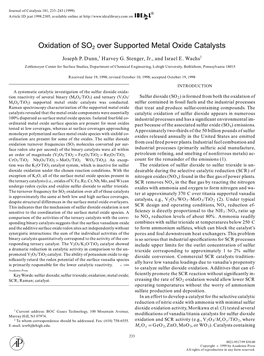 Oxidation of SO2 Over Supported Metal Oxide Catalysts