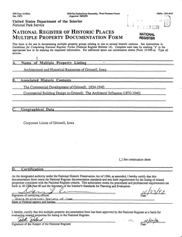 National Register of Historic Places National Multiple Property Documentation Form Register