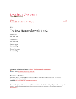 The Iowa Homemaker Vol.14, No.2