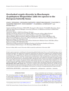 Overlooked Cryptic Diversity in Muschampia