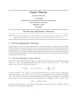 Revenue Equivalence Theorem