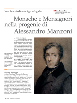 Monache E Monsignori Nella Progenie Di Alessandro Manzoni