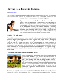 Buying Real Estate in Panama