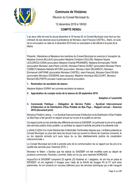 CR Du Conseil Municipal Du 12 Décembre 2019