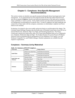 Chapter 5 – Complexes: Area-Specific Management Recommendations