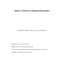 Kadima – Forward in a Dealigned Party System