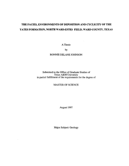 The Facies, Environments of Deposition and Cyclicity of The