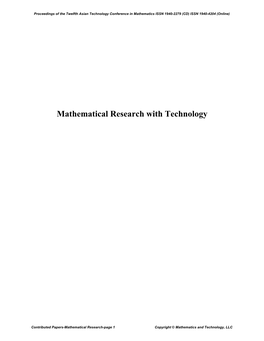 Mathematical Research with Technology