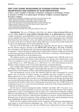 First Level Seismic Microzoning of Sulmona (Central Italy): Major Results and Evidences of 2D/3D Amplification A