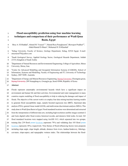 Flood Susceptibility Prediction Using Four Machine Learning Techniques