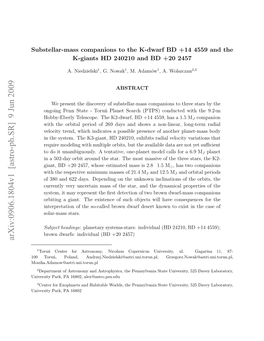 Substellar-Mass Companions to the K-Dwarf BD+ 14 4559 and the K