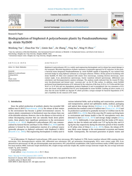 Biodegradation of Bisphenol-A Polycarbonate Plastic by Pseudoxanthomonas Sp