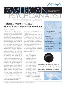 PSYCHOANALYST Quarterly Magazine of the American Psychoanalytic Association